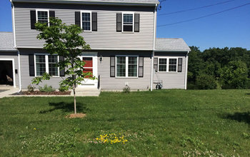 A suburban house and yard.